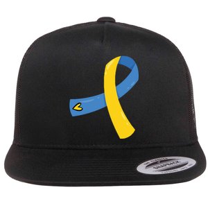 Down Syndrome Awareness Ribbon Flat Bill Trucker Hat