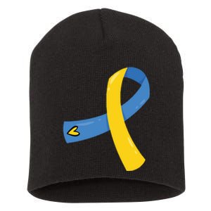 Down Syndrome Awareness Ribbon Short Acrylic Beanie