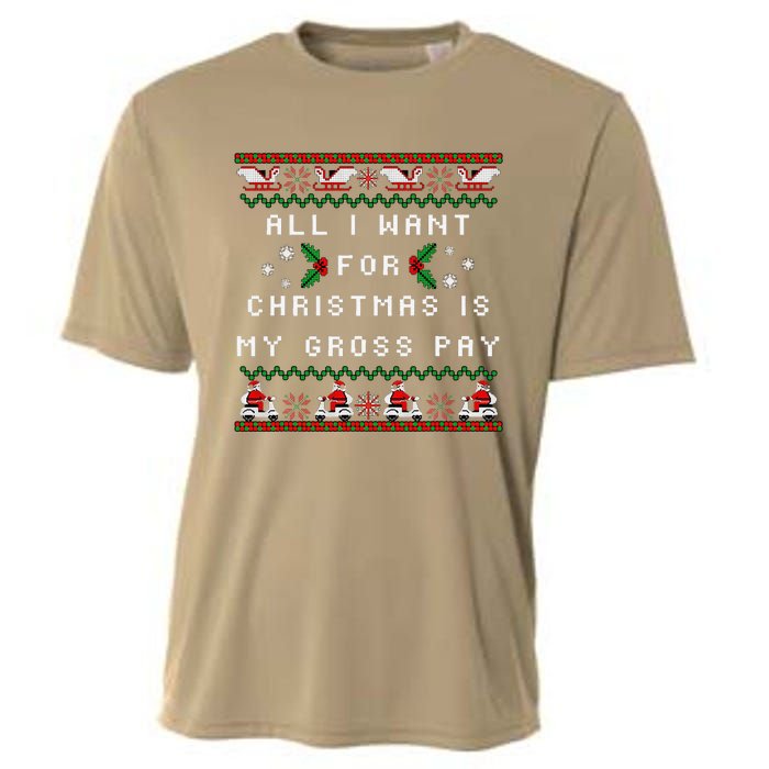 Dear Santa All I Want For Christmas Is My Gross Pay Xmas Cooling Performance Crew T-Shirt