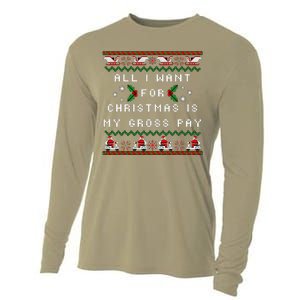 Dear Santa All I Want For Christmas Is My Gross Pay Xmas Cooling Performance Long Sleeve Crew