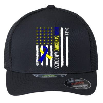 Down Syndrome Awareness Us Flag Trisomy 21 Flexfit Unipanel Trucker Cap