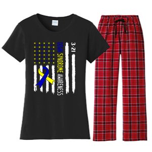 Down Syndrome Awareness Us Flag Trisomy 21 Women's Flannel Pajama Set