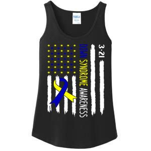 Down Syndrome Awareness Us Flag Trisomy 21 Ladies Essential Tank