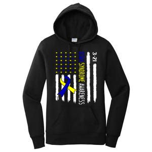 Down Syndrome Awareness Us Flag Trisomy 21 Women's Pullover Hoodie