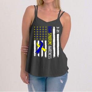 Down Syndrome Awareness Us Flag Trisomy 21 Women's Strappy Tank