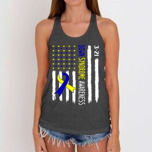 Down Syndrome Awareness Us Flag Trisomy 21 Women's Knotted Racerback Tank