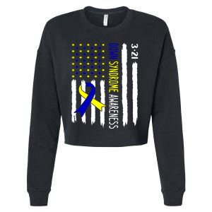 Down Syndrome Awareness Us Flag Trisomy 21 Cropped Pullover Crew