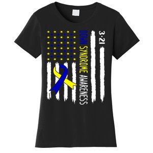 Down Syndrome Awareness Us Flag Trisomy 21 Women's T-Shirt