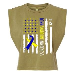 Down Syndrome Awareness Us Flag Trisomy 21 Garment-Dyed Women's Muscle Tee