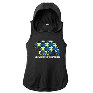 Down Syndrome Awareness Bear Ladies PosiCharge Tri-Blend Wicking Draft Hoodie Tank