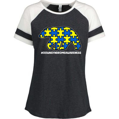 Down Syndrome Awareness Bear Enza Ladies Jersey Colorblock Tee