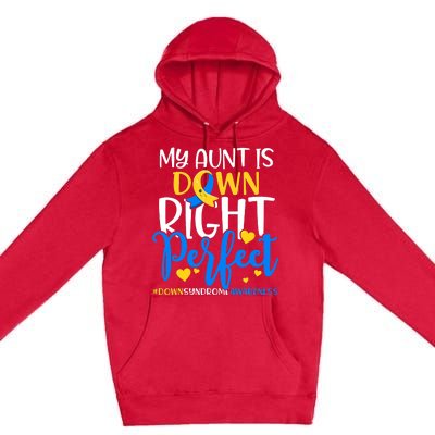 Down Syndrome Awareness My Aunt Is Down Right Perfect Premium Pullover Hoodie