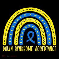 Down Syndrome Acceptance Rainbow Ribbon  Stripe Pom Pom Beanie