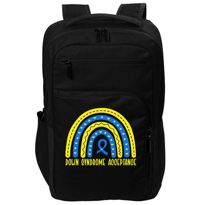 Down Syndrome Acceptance Rainbow Ribbon  Impact Tech Backpack