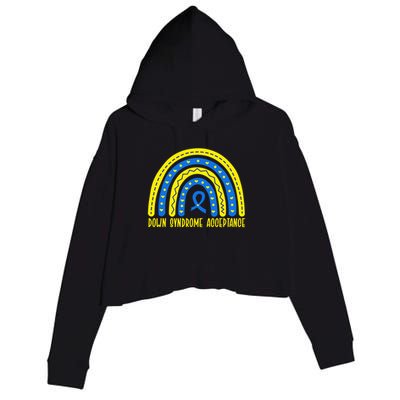 Down Syndrome Acceptance Rainbow Ribbon  Crop Fleece Hoodie