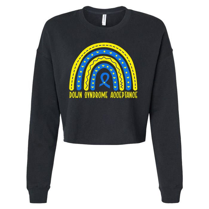 Down Syndrome Acceptance Rainbow Ribbon  Cropped Pullover Crew
