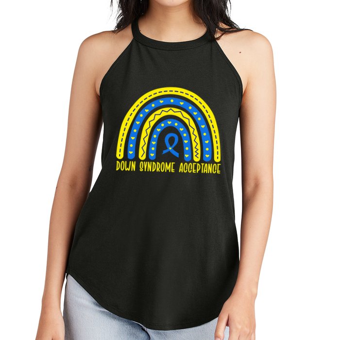 Down Syndrome Acceptance Rainbow Ribbon  Women's Perfect Tri Rocker Tank