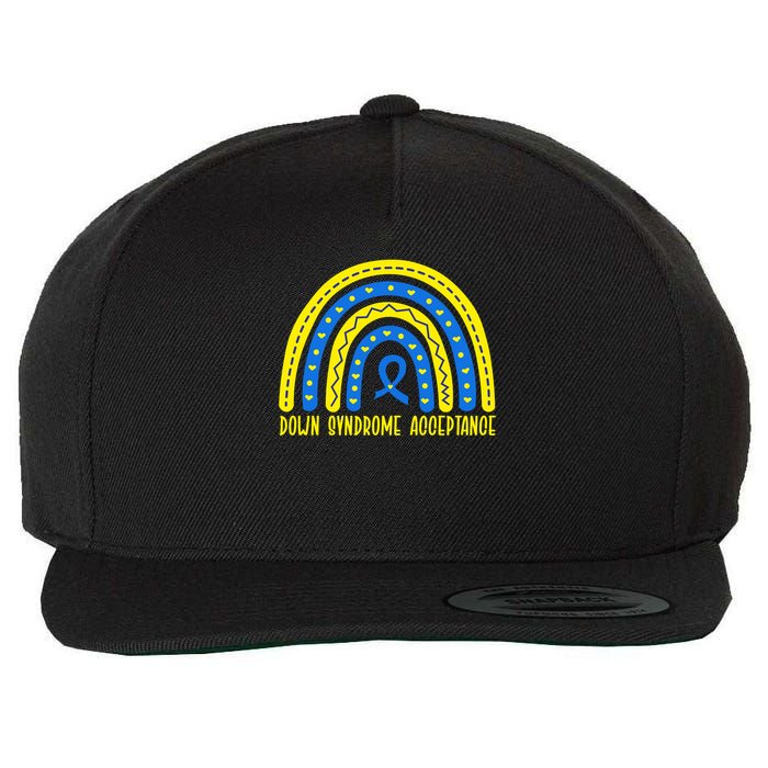 Down Syndrome Acceptance Rainbow Ribbon  Wool Snapback Cap
