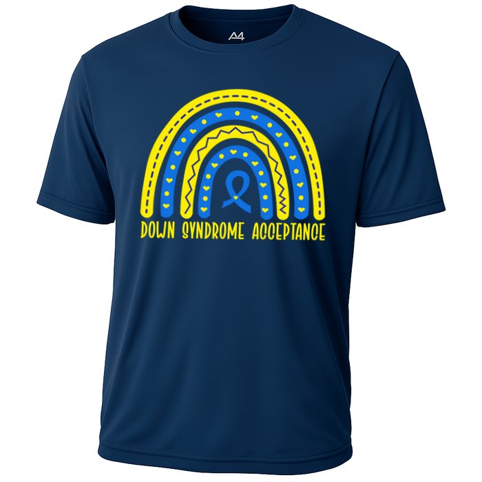 Down Syndrome Acceptance Rainbow Ribbon  Performance Shirt