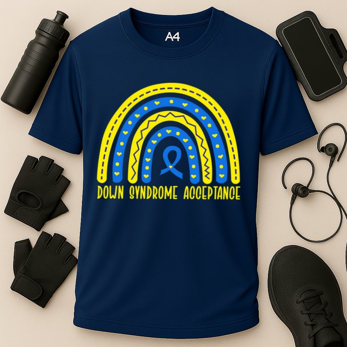 Down Syndrome Acceptance Rainbow Ribbon  Performance Shirt