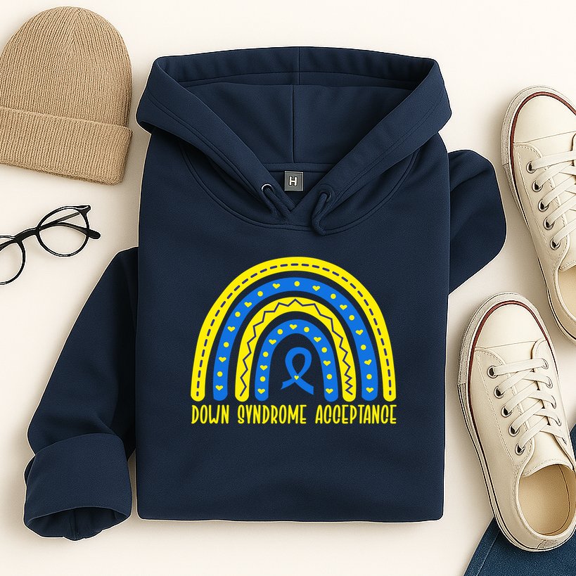 Down Syndrome Acceptance Rainbow Ribbon  Hoodie