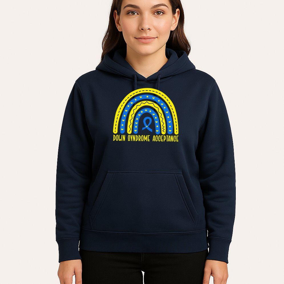 Down Syndrome Acceptance Rainbow Ribbon  Hoodie