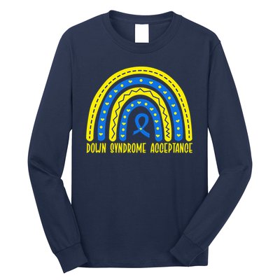 Down Syndrome Acceptance Rainbow Ribbon  Long Sleeve Shirt