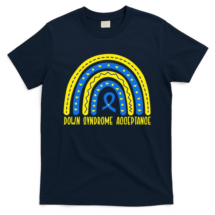 Down Syndrome Acceptance Rainbow Ribbon  T-Shirt
