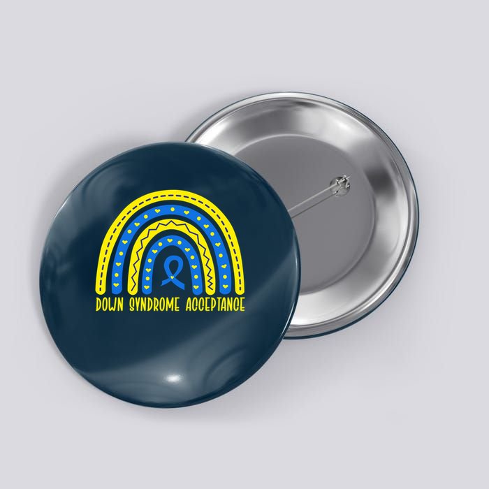 Down Syndrome Acceptance Rainbow Ribbon  Button
