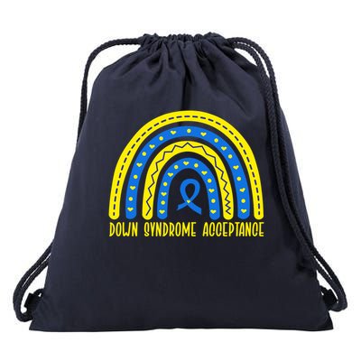 Down Syndrome Acceptance Rainbow Ribbon  Drawstring Bag