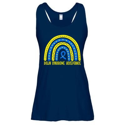 Down Syndrome Acceptance Rainbow Ribbon  Ladies Essential Flowy Tank