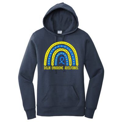 Down Syndrome Acceptance Rainbow Ribbon  Women's Pullover Hoodie