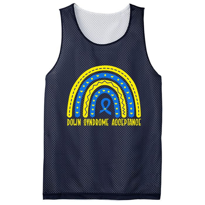 Down Syndrome Acceptance Rainbow Ribbon  Mesh Reversible Basketball Jersey Tank
