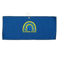 Down Syndrome Acceptance Rainbow Ribbon  Large Microfiber Waffle Golf Towel