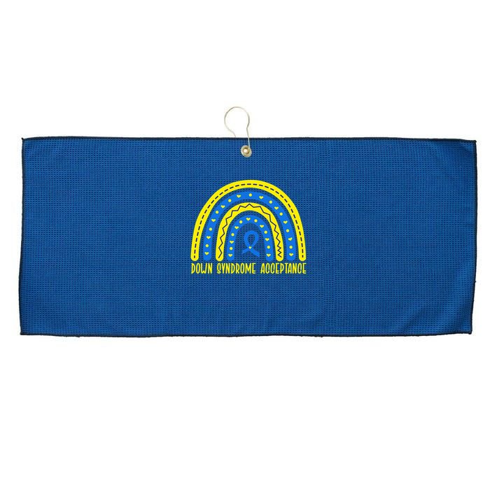 Down Syndrome Acceptance Rainbow Ribbon  Large Microfiber Waffle Golf Towel