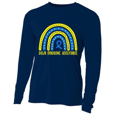 Down Syndrome Acceptance Rainbow Ribbon  Cooling Performance Long Sleeve Crew