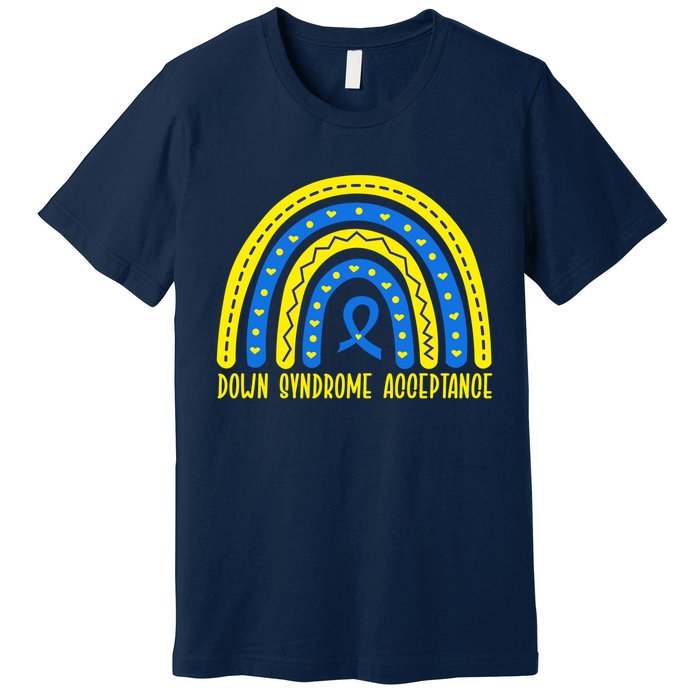 Down Syndrome Acceptance Rainbow Ribbon  Premium T-Shirt