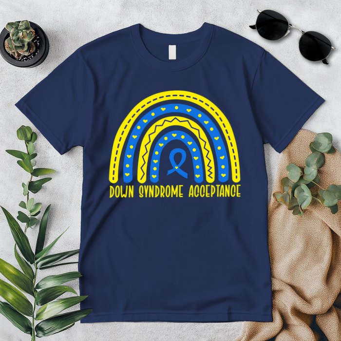 Down Syndrome Acceptance Rainbow Ribbon  Premium T-Shirt