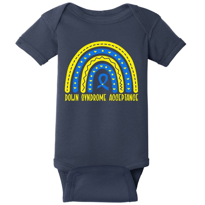 Down Syndrome Acceptance Rainbow Ribbon  Baby Bodysuit