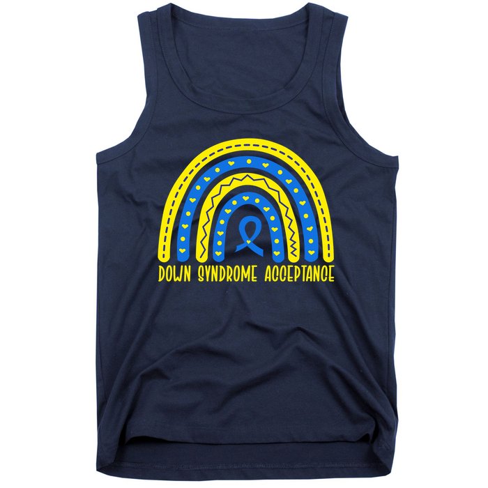 Down Syndrome Acceptance Rainbow Ribbon  Tank Top