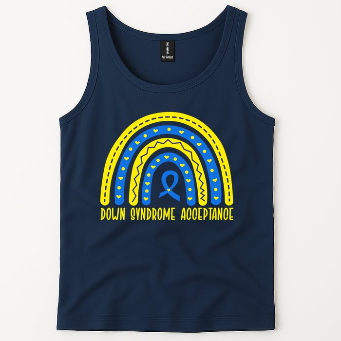 Down Syndrome Acceptance Rainbow Ribbon  Tank Top