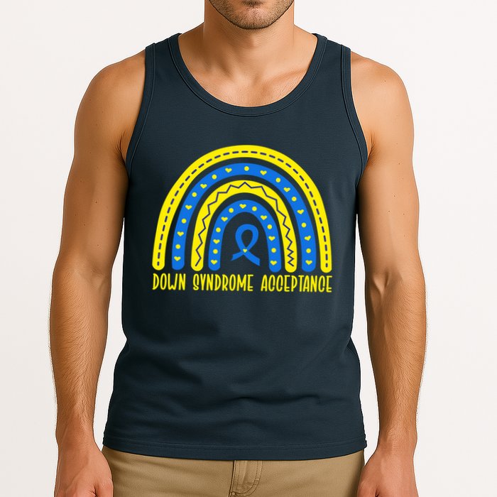 Down Syndrome Acceptance Rainbow Ribbon  Tank Top