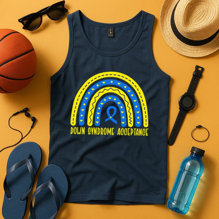 Down Syndrome Acceptance Rainbow Ribbon  Tank Top