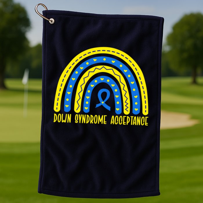 Down Syndrome Acceptance Rainbow Ribbon  Golf Towel