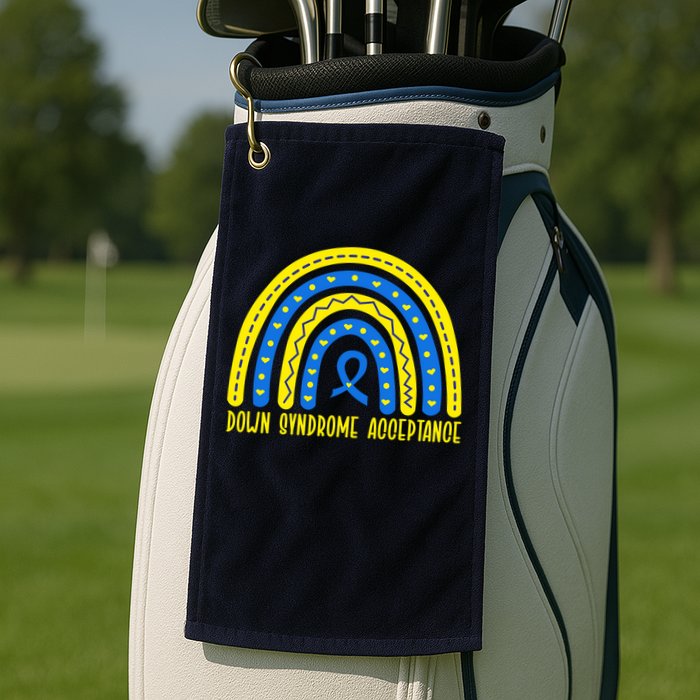 Down Syndrome Acceptance Rainbow Ribbon  Golf Towel