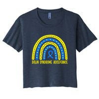Down Syndrome Acceptance Rainbow Ribbon  Women's Crop Top Tee