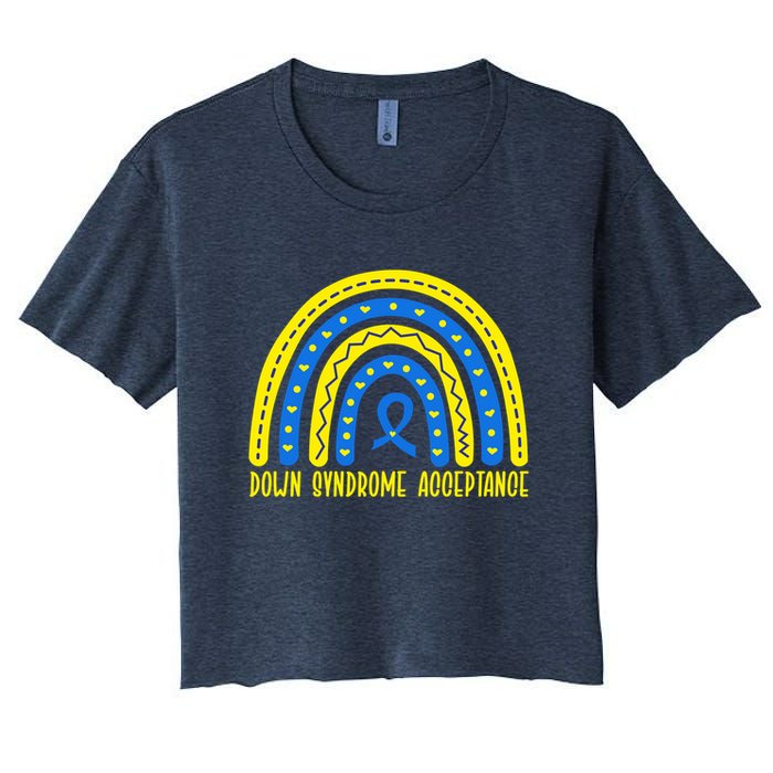 Down Syndrome Acceptance Rainbow Ribbon  Women's Crop Top Tee