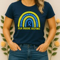 Down Syndrome Acceptance Rainbow Ribbon  Womens T-Shirt