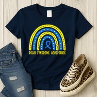 Down Syndrome Acceptance Rainbow Ribbon  Womens T-Shirt