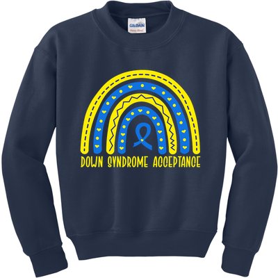 Down Syndrome Acceptance Rainbow Ribbon  Kids Sweatshirt